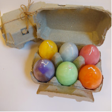Set of easter eggs in box